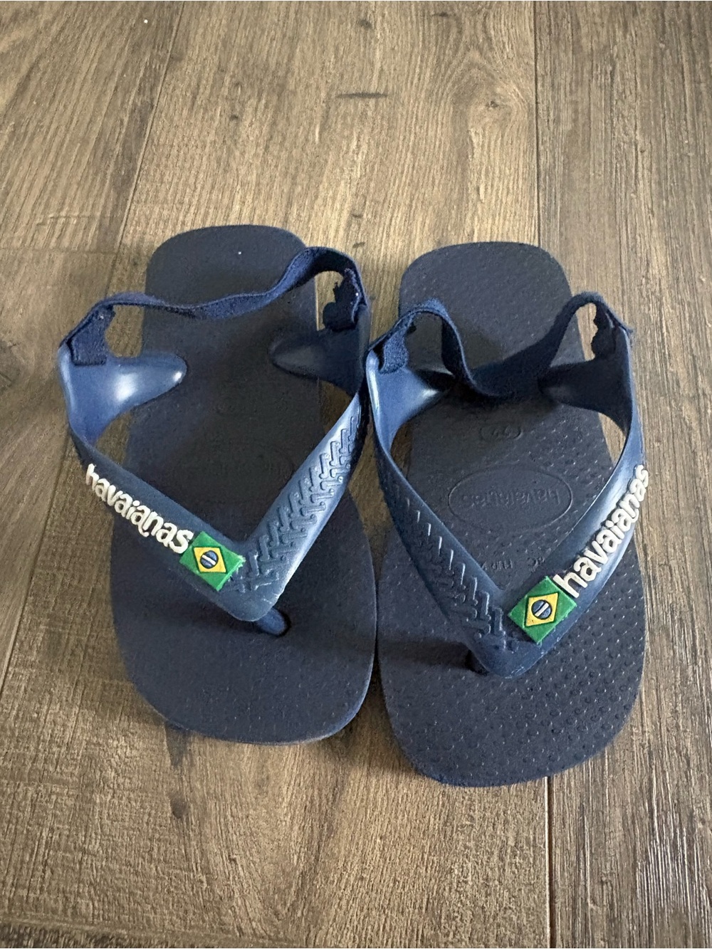 Havaianas Kids Navy Blue Flip Flops with Brazil Flag Accent